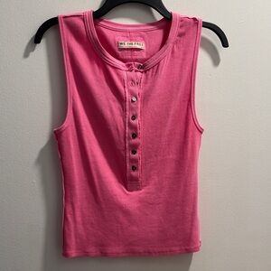 We The Free Fuchsia Buttoned Tank Top